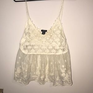 Rue 21 white crochet and lace tank/swim cover top